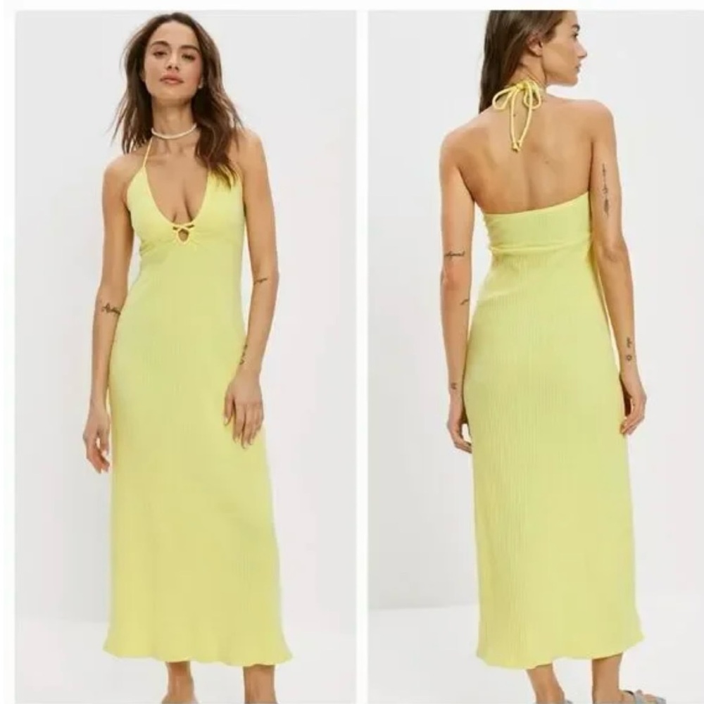 American Eagle Outfitters Sunny Yellow Ribbed Tie-Front Cami